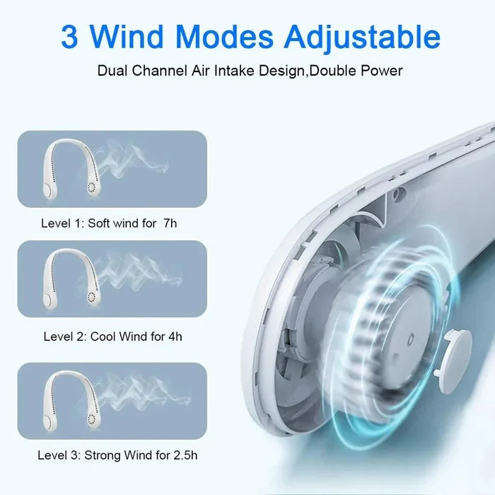 Rechargeable Portable Hanging Neck Fan (Imported)
