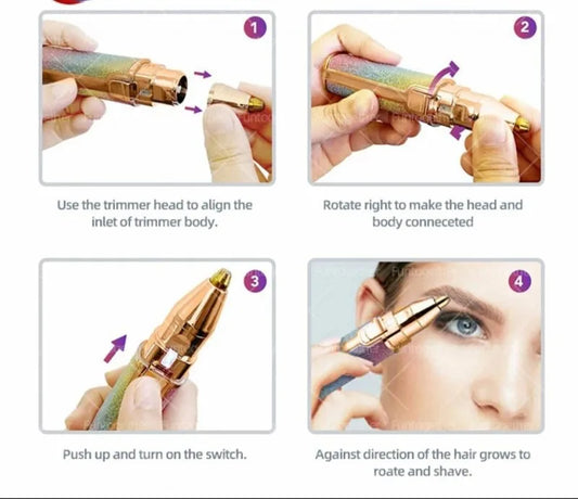 Rechargeable Flawless 2 in 1 Eye Brow And Facial Hair Remover Machine